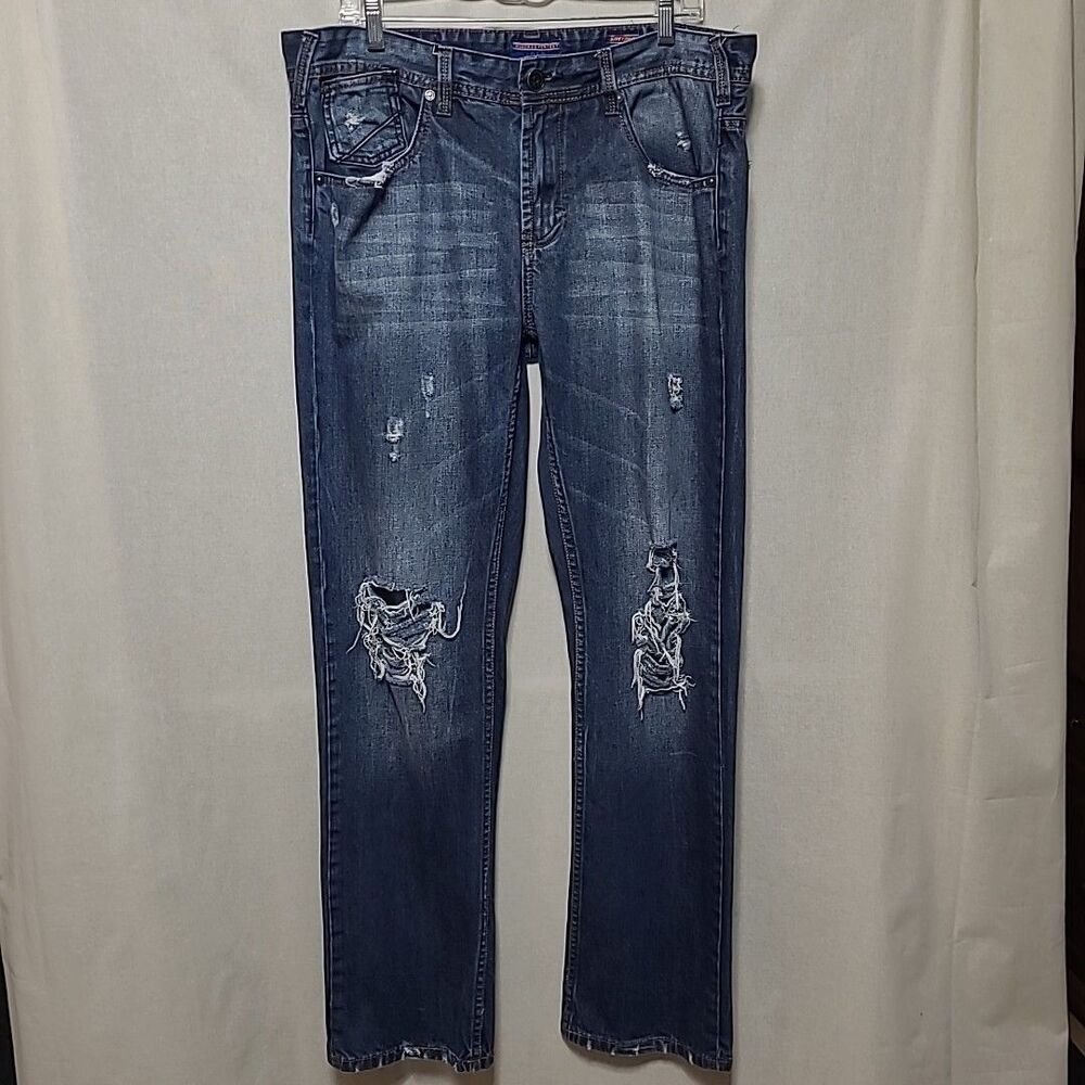 Fresh Brand Vintage Label Mens Jeans Size 36 X 32 Distressed 5 Pocket
